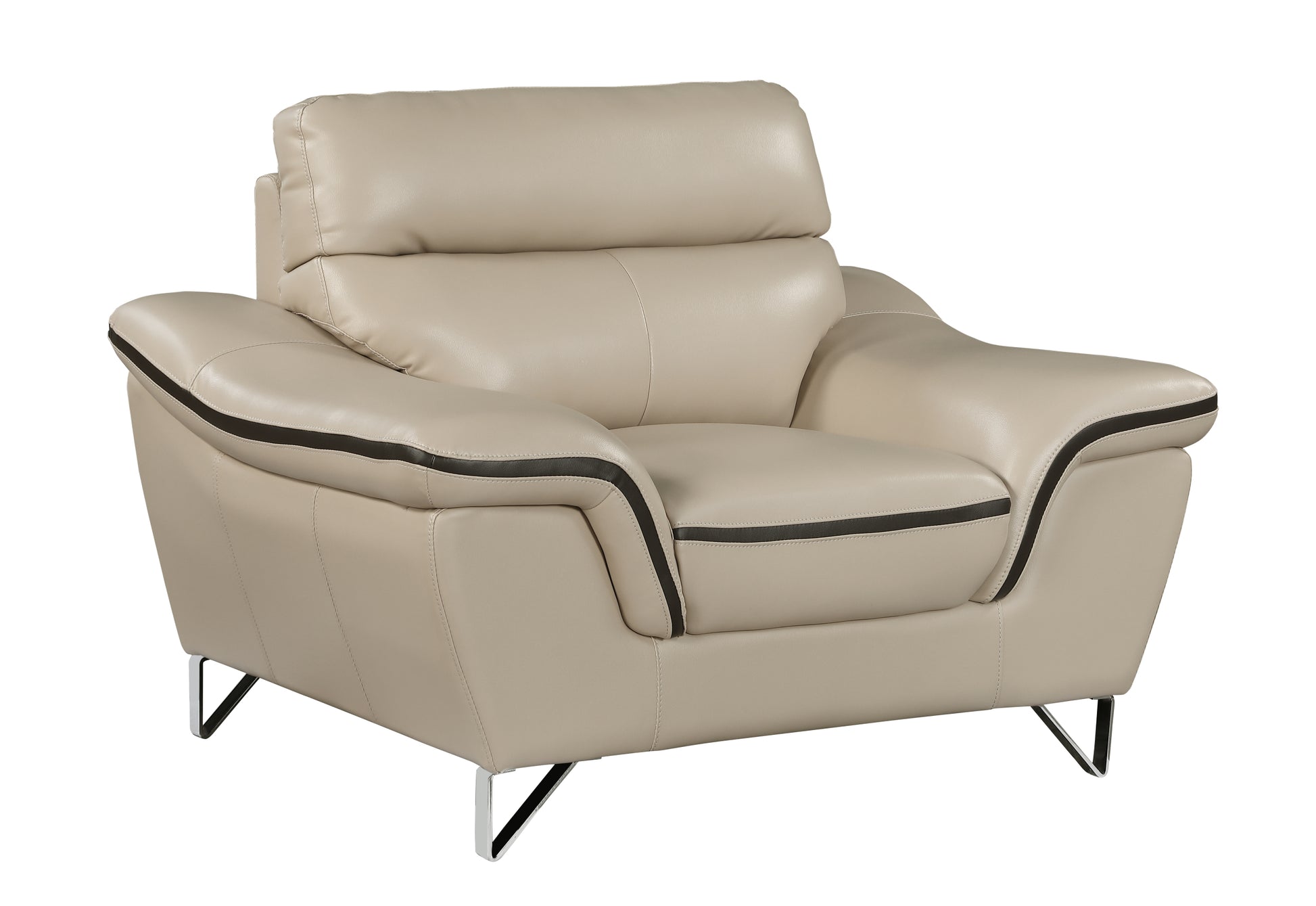 Genuine Leather Chair Beige Foam Leather