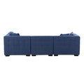 Sectional Sofa With Ottoman Diy Combination Sofa Blue Dark Blue Fabric