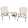 3 Pieces Hollow Design Retro Patio Table Chair Set All Weather Conversation Bistro Set Outdoor Table With Open Shelf And Lounge Chairs With Widened Seat For Balcony Garden Yard White White Polypropylene
