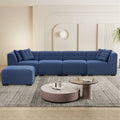 Sectional Sofa With Ottoman Diy Combination Sofa Blue Dark Blue Fabric