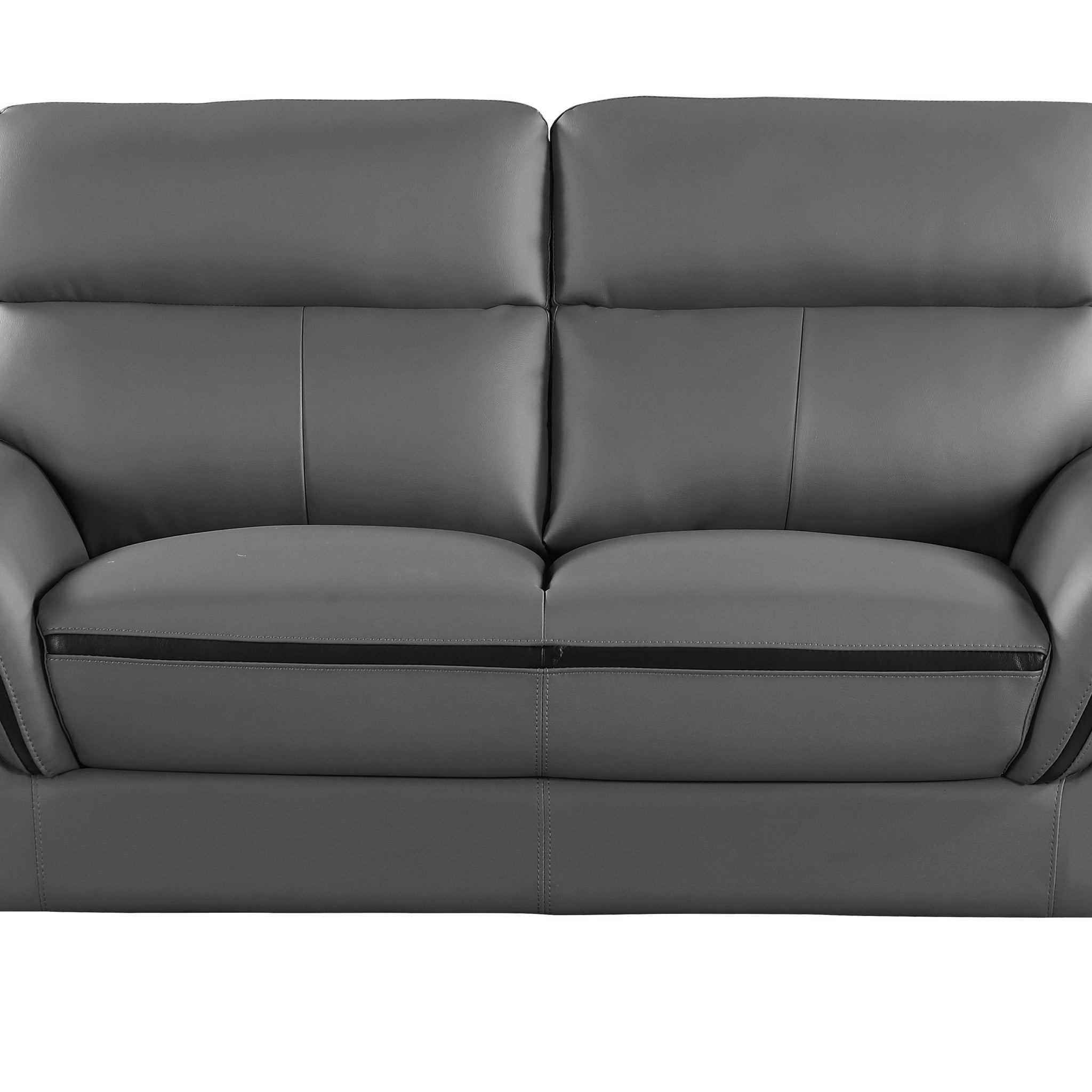 Genuine Leather Sofa Gray Foam Leather