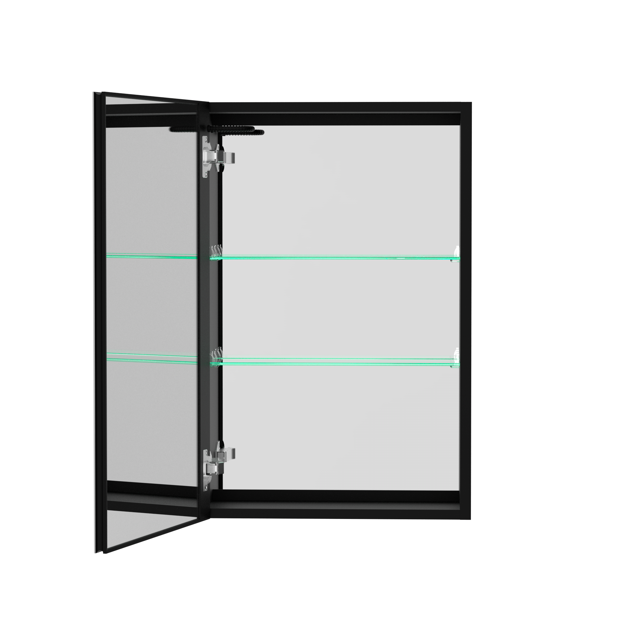 30X20 Inch Led Bathroom Medicine Cabinets Surface Mounted Black Modern Aluminium