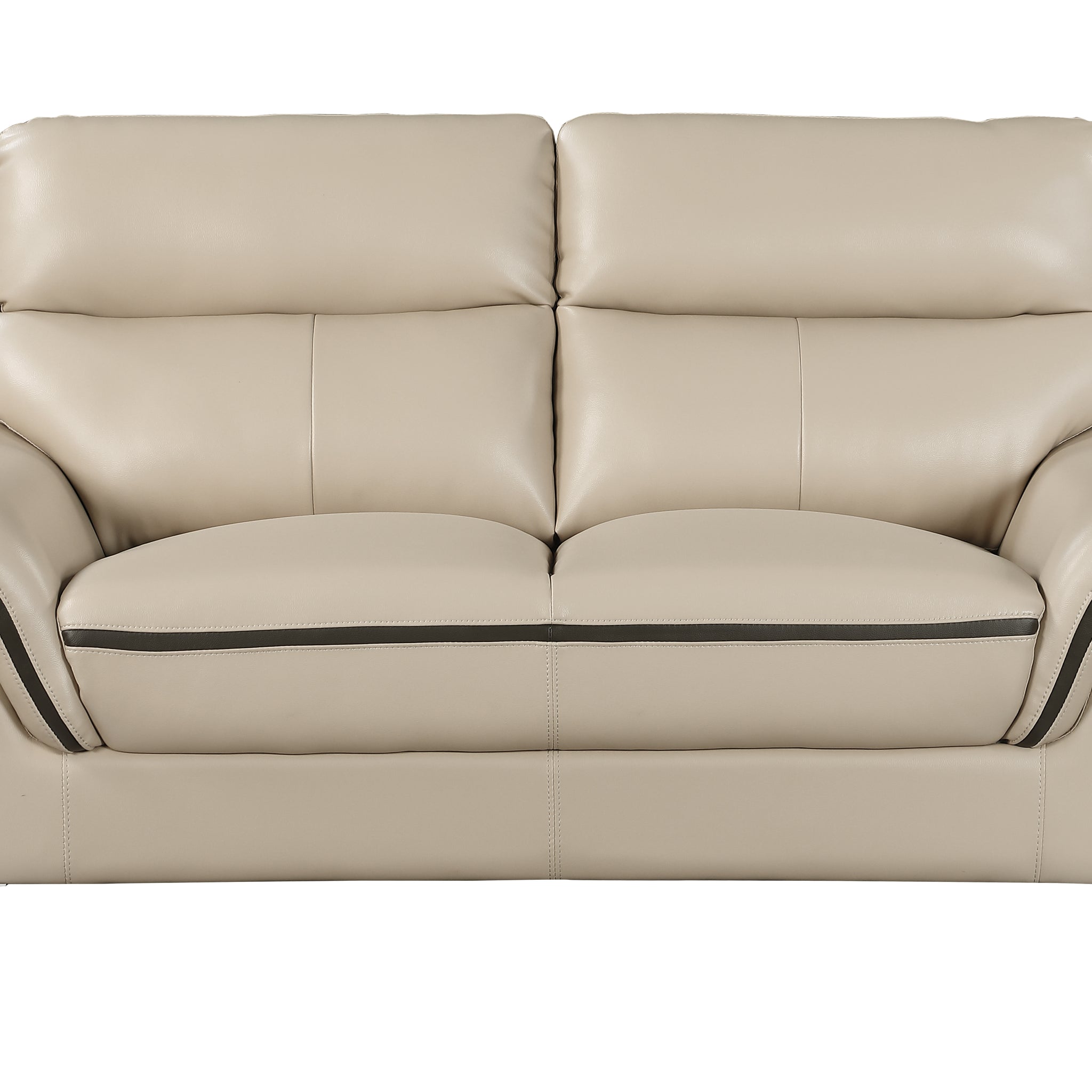 Genuine Leather Loveseat Beige Foam Leather