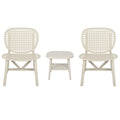 3 Pieces Hollow Design Retro Patio Table Chair Set All Weather Conversation Bistro Set Outdoor Table With Open Shelf And Lounge Chairs With Widened Seat For Balcony Garden Yard White White Polypropylene