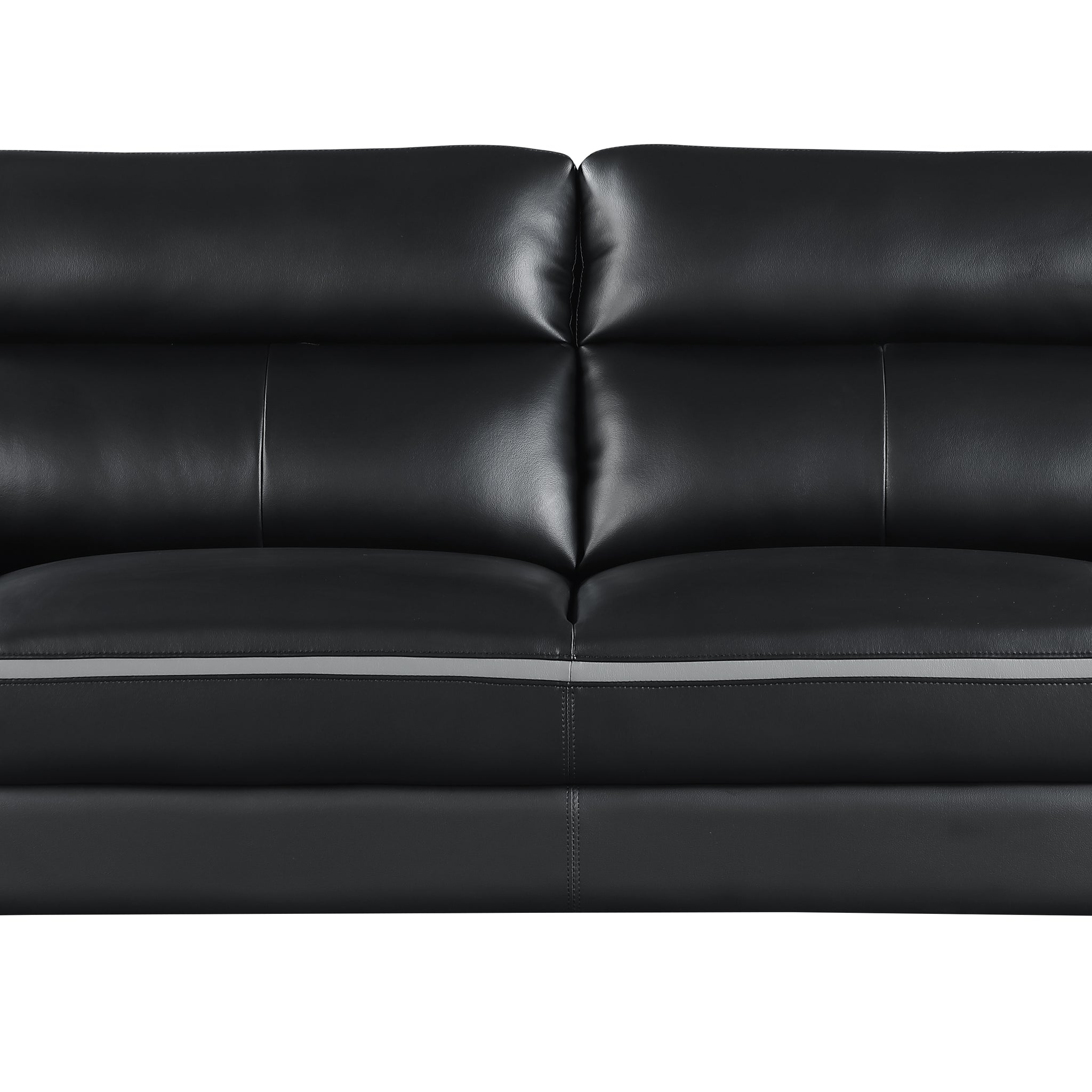 Genuine Leather Sofa Black Foam Leather