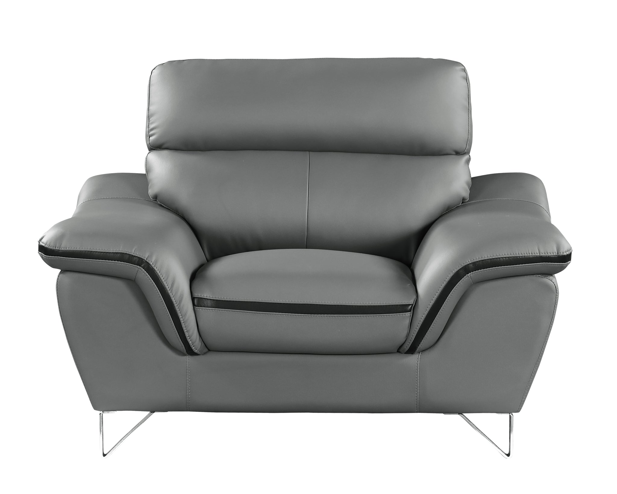 Genuine Leather Chair Gray Foam Leather
