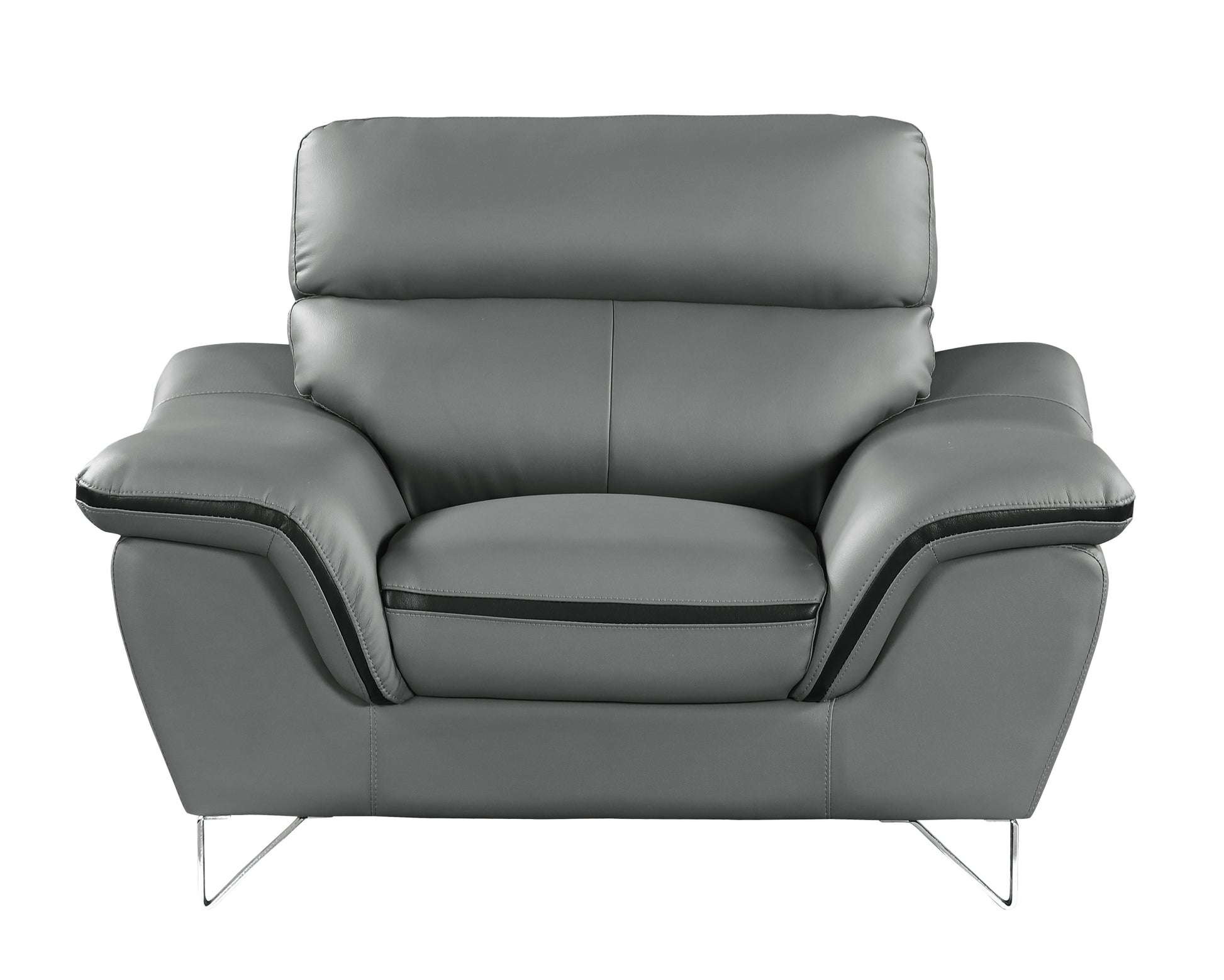 Genuine Leather Chair Gray Foam Leather