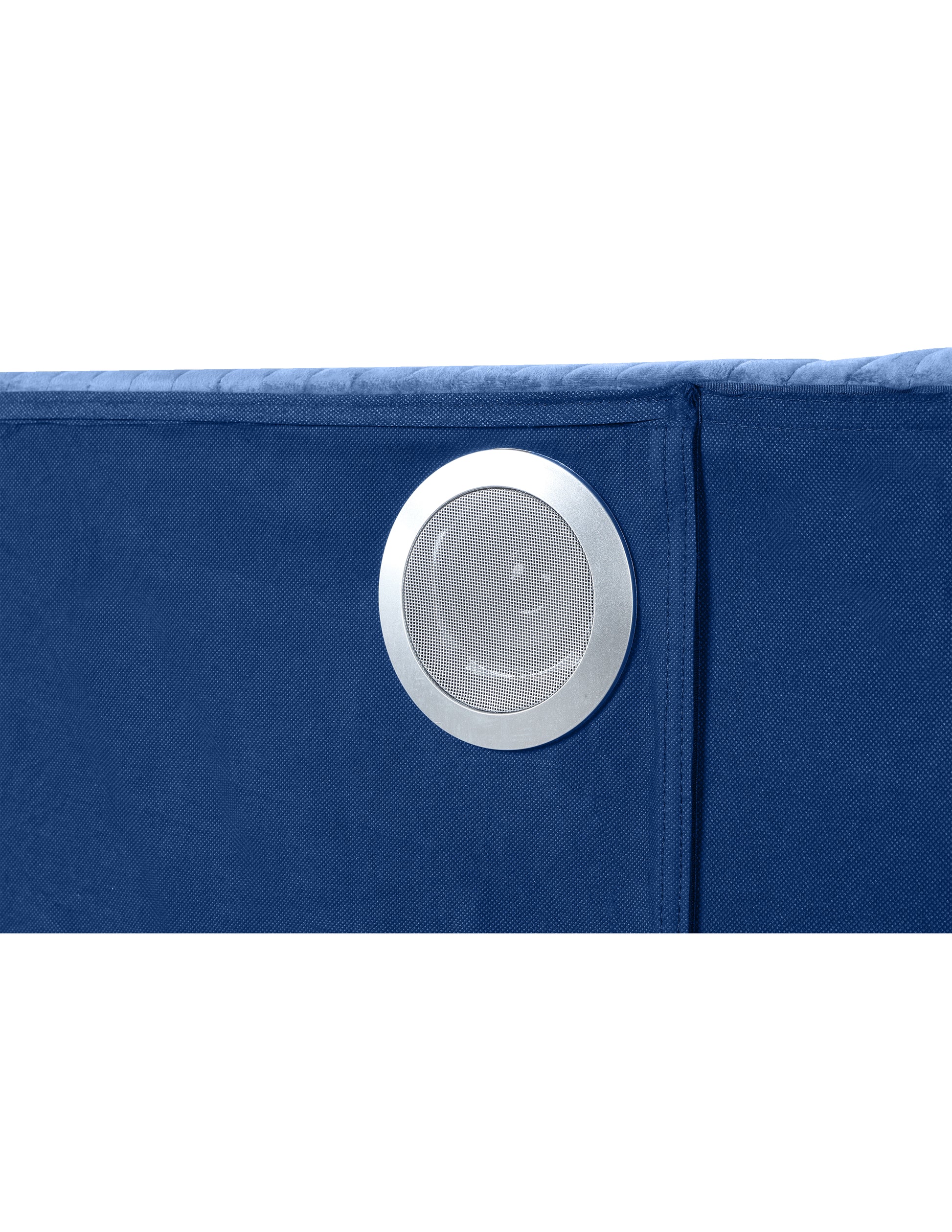 Lizelle Upholstery Wooden Queen Bed With Ambient Lighting In Blue Velvet Finish Box Spring Required Queen Blue Wood Bedroom Modern Solid Wood Mdf Velvet Wood