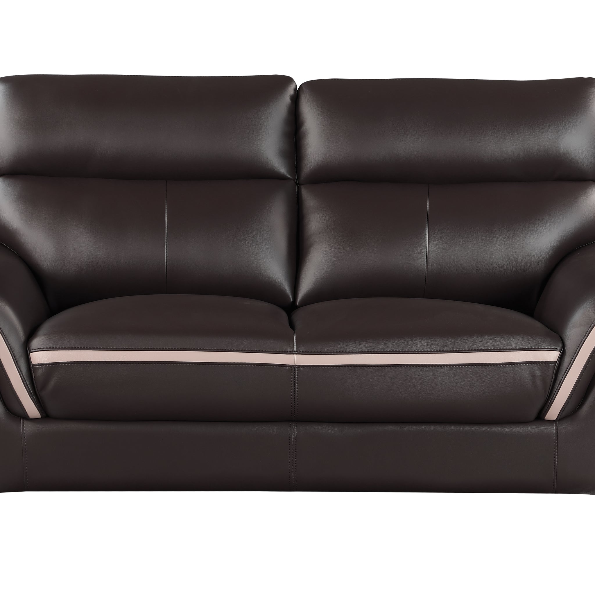Genuine Leather Loveseat Brown Foam Leather