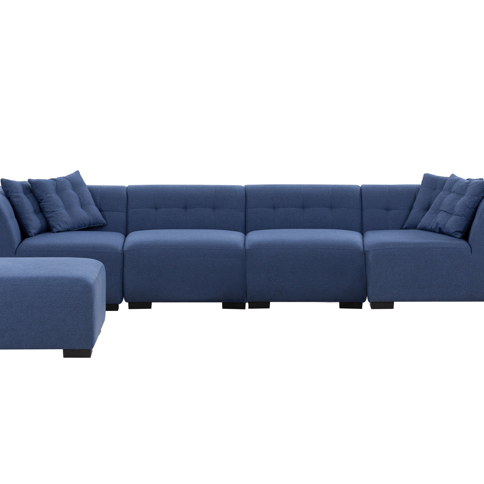 Sectional Sofa With Ottoman Diy Combination Sofa Blue Dark Blue Fabric