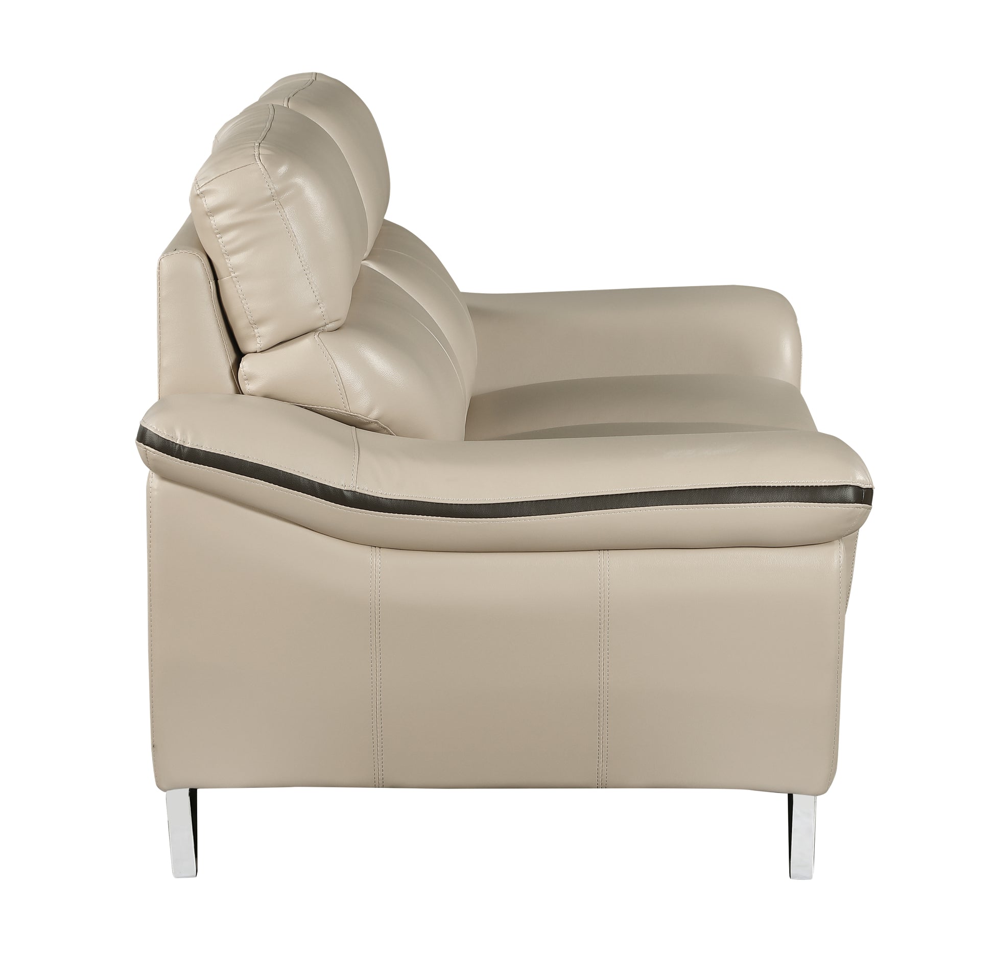 Genuine Leather Chair Beige Foam Leather