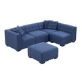 Sectional Sofa With Ottoman Diy Combination Sofa Blue Dark Blue Fabric