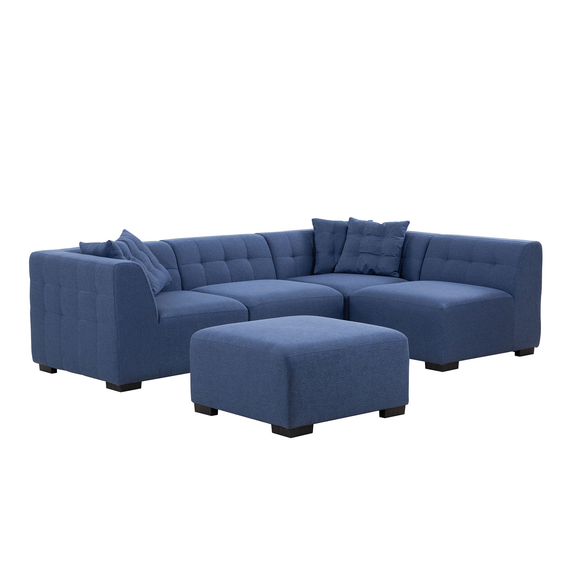 Sectional Sofa With Ottoman Diy Combination Sofa Blue Dark Blue Fabric
