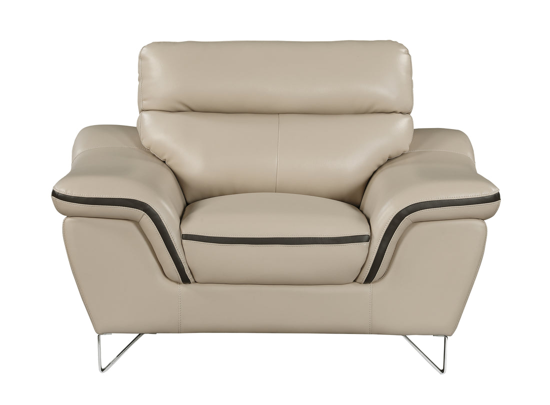 Genuine Leather Chair Beige Foam Leather
