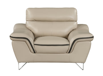 Genuine Leather Chair Beige Foam Leather