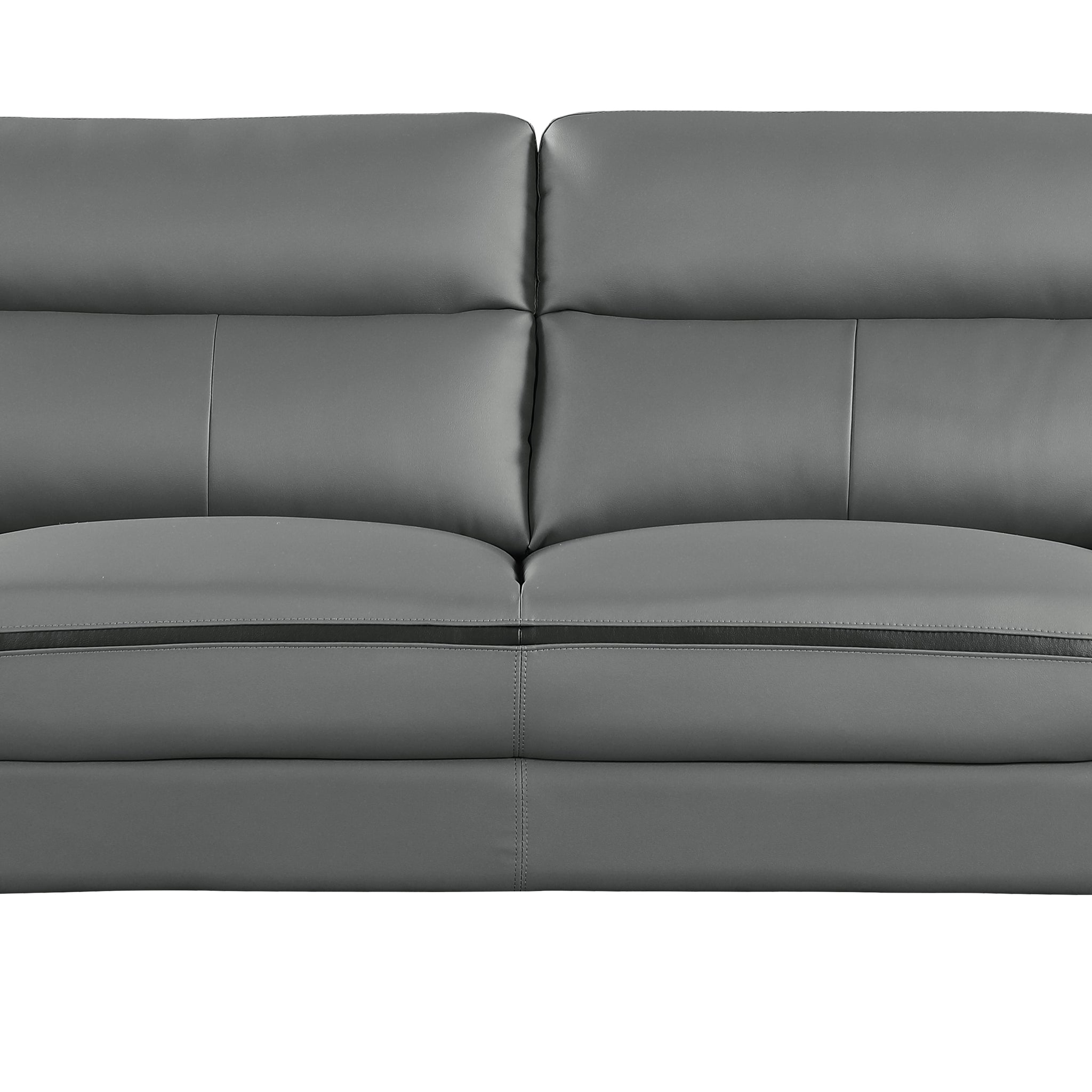 Genuine Leather Loveseat Gray Foam Leather