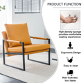 Pu Leather Armchair, Medieval Metal Frame Cushion Backrest Living Room Sofa Chair Orange Pu Leather Metal Frame Foam 2 Pieces Sf 008 Orange Foam Pu