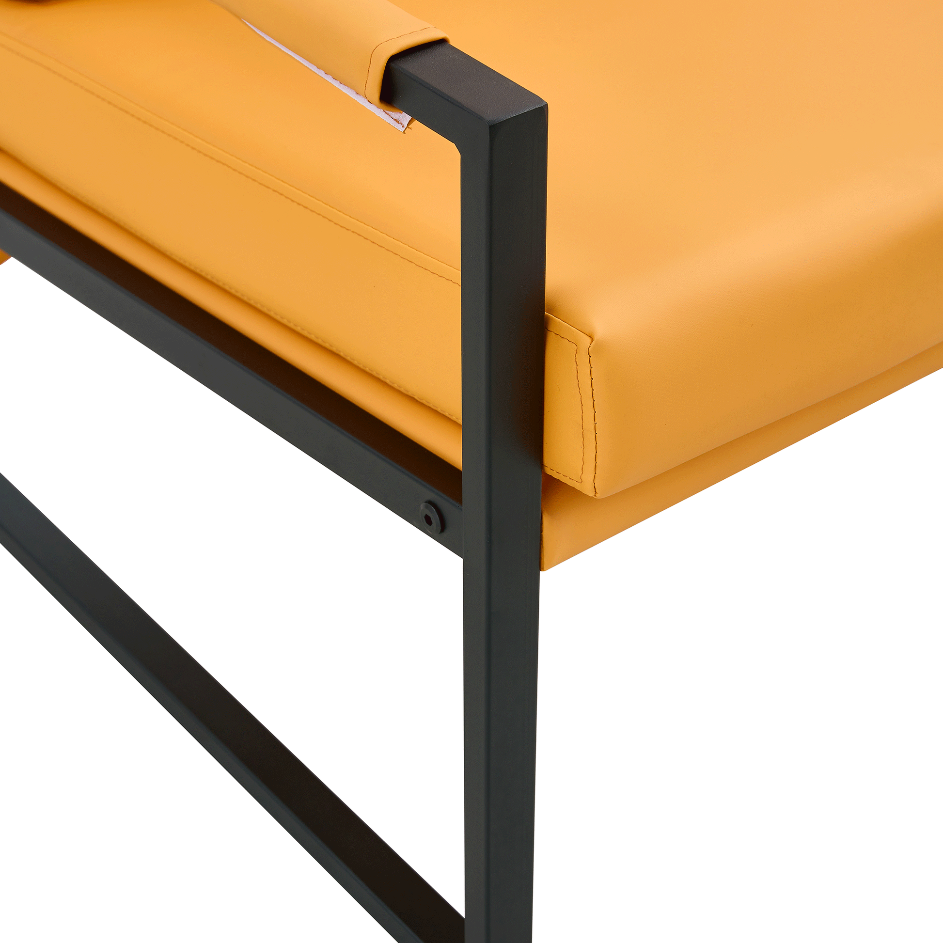 Pu Leather Armchair, Medieval Metal Frame Cushion Backrest Living Room Sofa Chair Orange Pu Leather Metal Frame Foam 2 Pieces Sf 008 Orange Foam Pu