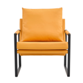 Pu Leather Armchair, Medieval Metal Frame Cushion Backrest Living Room Sofa Chair Orange Pu Leather Metal Frame Foam 2 Pieces Sf 008 Orange Foam Pu