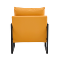 Pu Leather Armchair, Medieval Metal Frame Cushion Backrest Living Room Sofa Chair Orange Pu Leather Metal Frame Foam 2 Pieces Sf 008 Orange Foam Pu