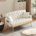 Cream White 2 Seater Sofa Cream White Wood Tufted Back Velvet 2 Seat