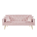 Pink Convertible Folding Futon Sofa Bedsleeper Sofa Couch For Compact Living Space. Pink Wood Primary Living Space Tufted Back Square Arms Foam Velvet
