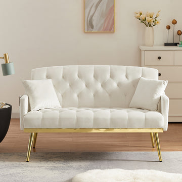 Cream White 2 Seater Sofa Cream White Wood Tufted Back Velvet 2 Seat