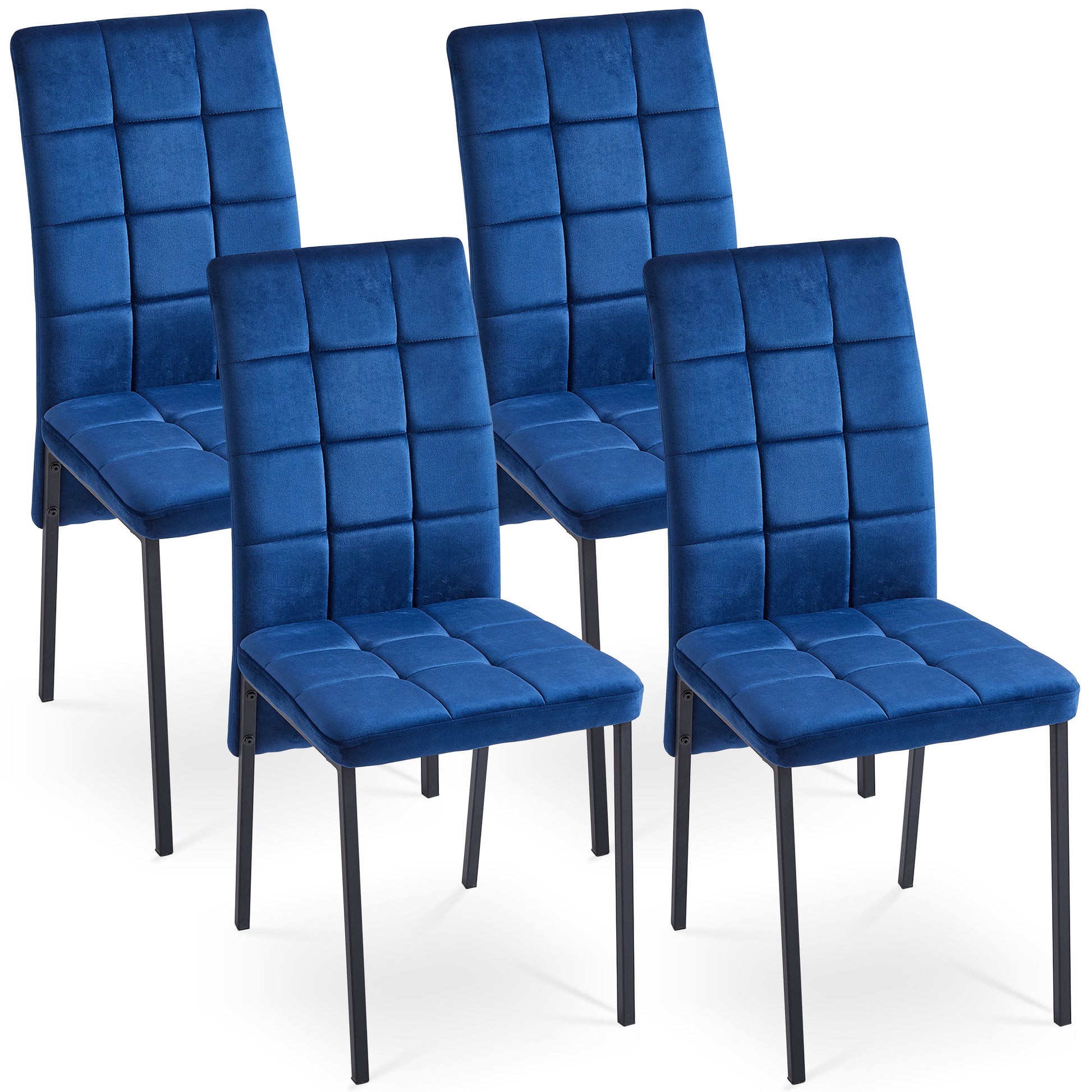 5 Piece Dining Set Including Blue Velvet High Back Nordic Dining Chair & Creative Design Mdf Dining Table Metal Blue Seats 4 Brown Metal Dining Room 4 Leg Square Dining Table With Chair Mdf