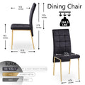 Black Velvet High Back Nordic Dining Chair Modern Fabric Chair With Golden Color Legs, Set Of 4 Metal Plaid Black Dining Room Powder Coated Foam Dry Clean Modern Dining Chairs Solid Back Foam Velvet