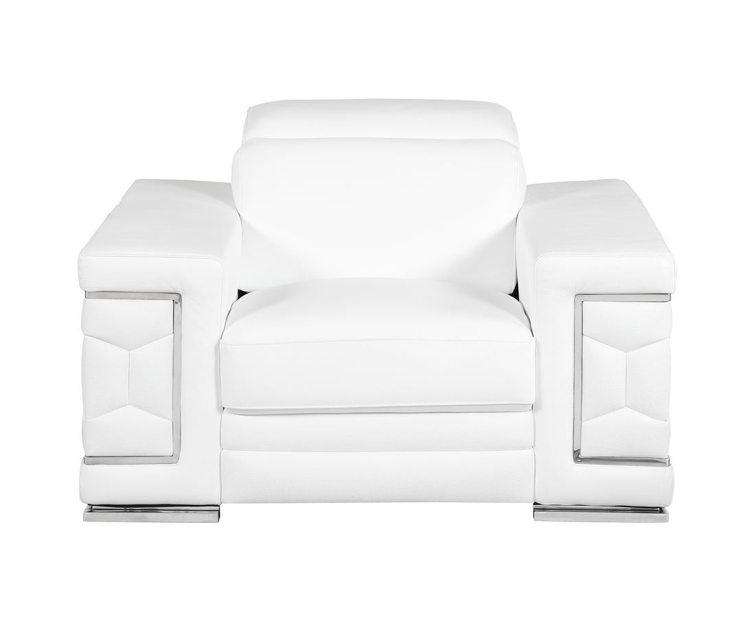 Top Grain Italian Leather Chair White Foam Leather