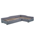 Upholstered Double Twin Size Daybed With Trundle And Drawer, Gray Twin Gray Plywood