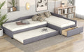 Upholstered Double Twin Size Daybed With Trundle And Drawer, Gray Twin Gray Plywood