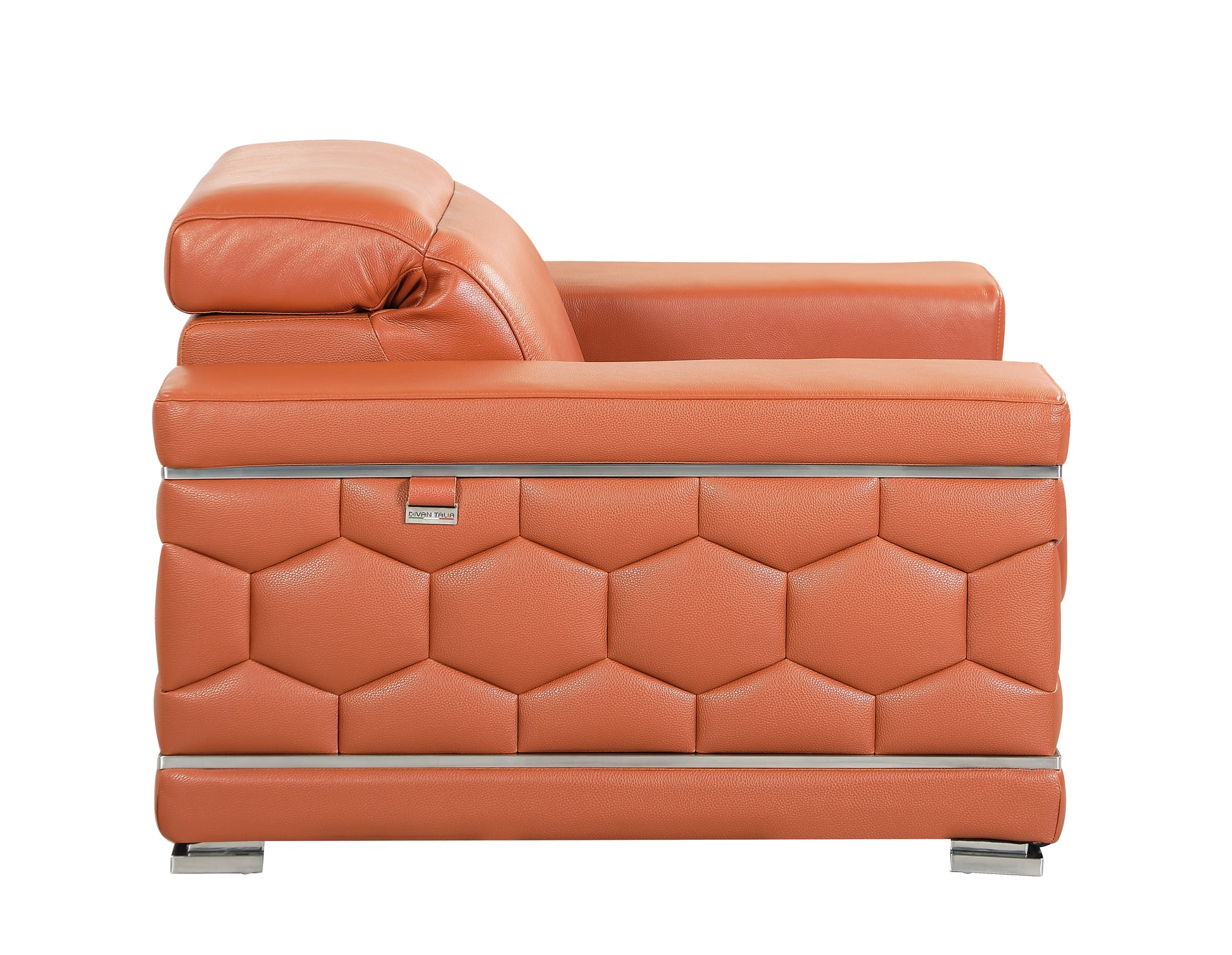 Top Grain Italian Leather Loveseat Camel Foam Leather