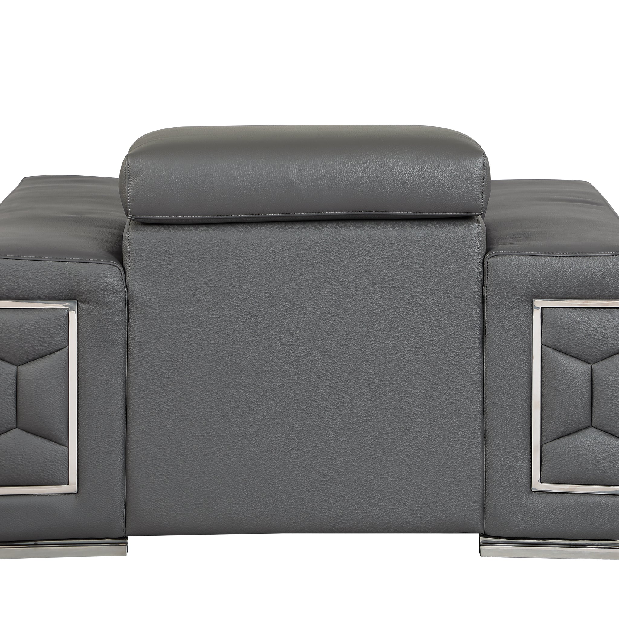 Top Grain Italian Leather Chair Dark Gray Foam Leather