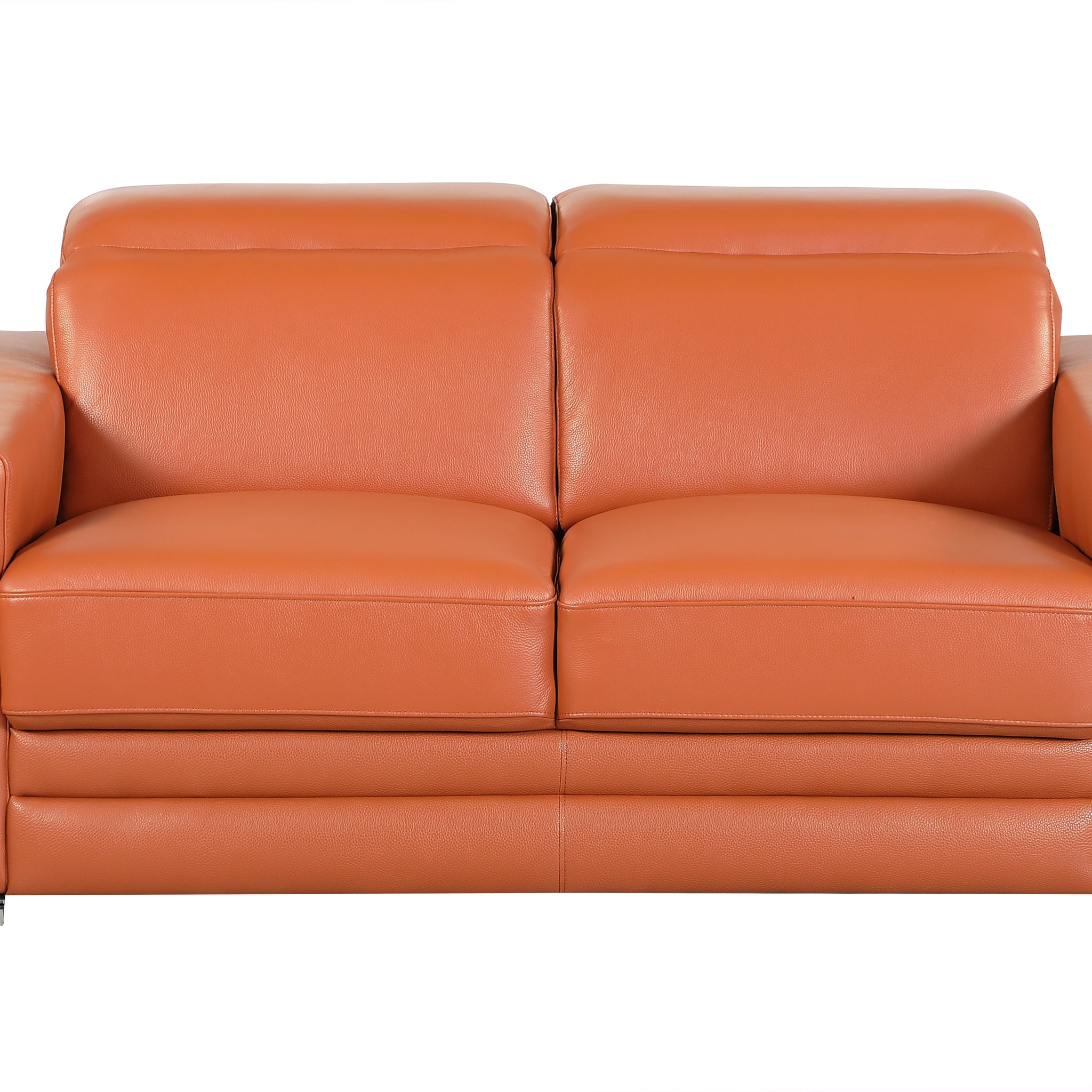 Top Grain Italian Leather Loveseat Camel Foam Leather