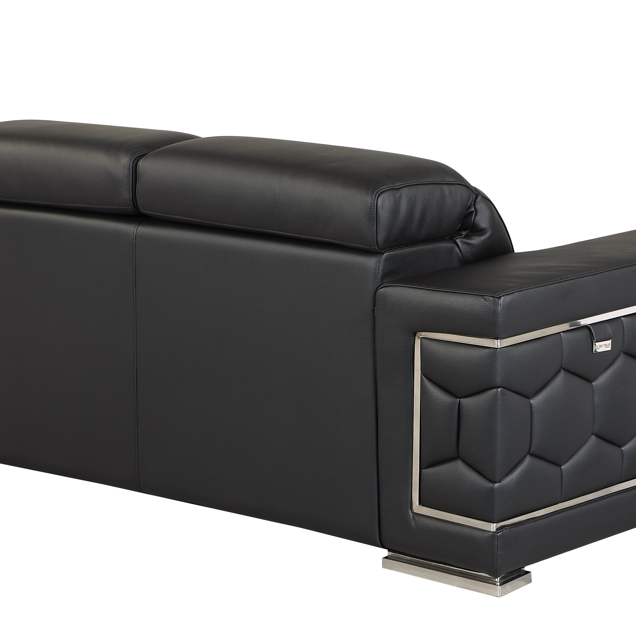 Top Grain Italian Leather Loveseat Black Foam Leather