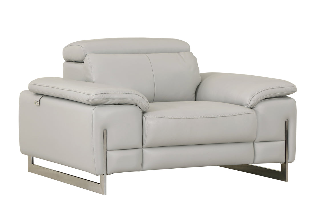 Top Grain Italian Leather Chair Light Gray Foam Leather