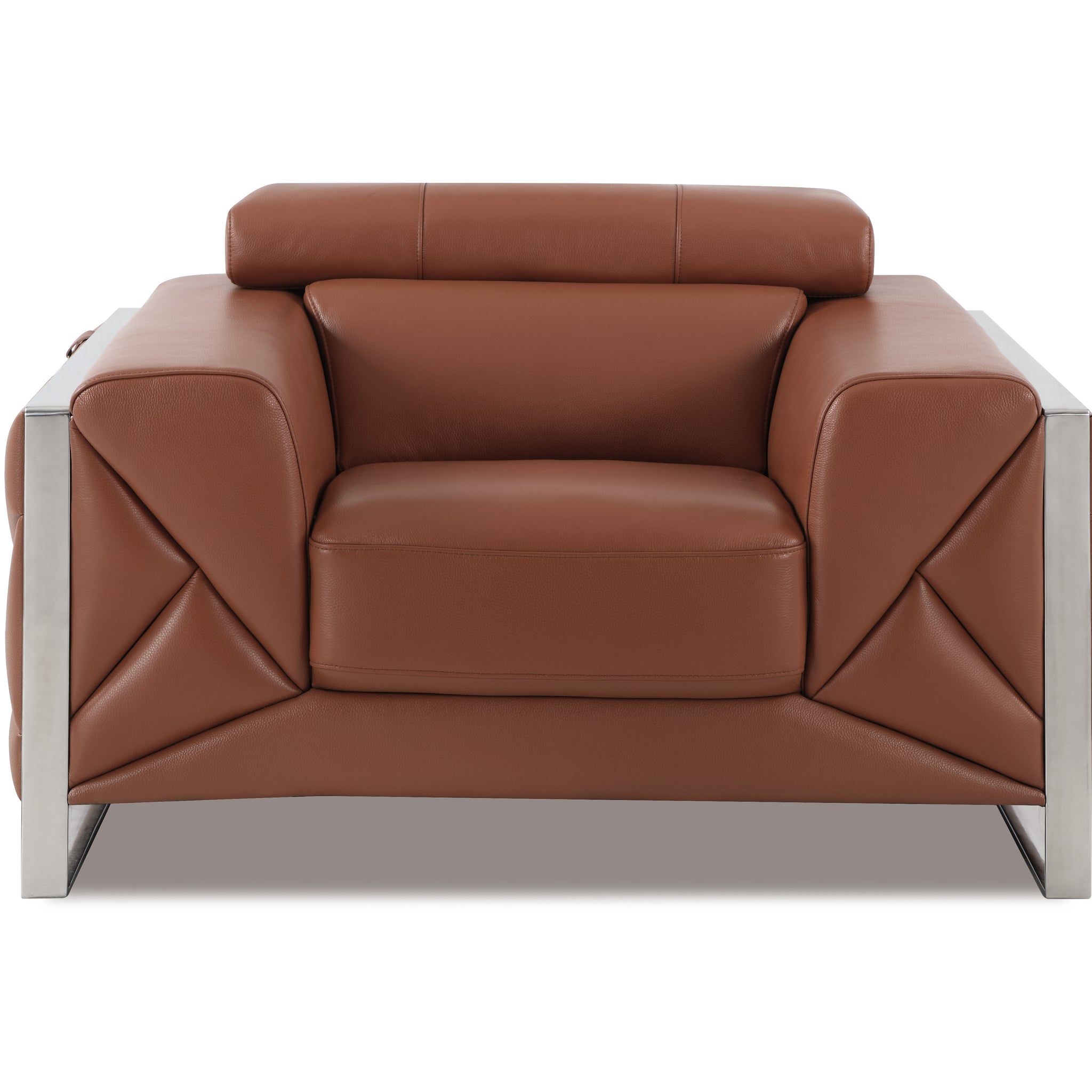 Top Grain Italian Leather Chair Camel Foam Leather