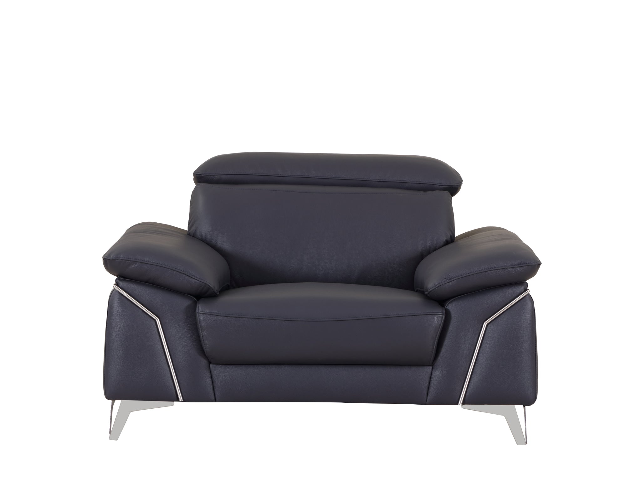 Top Grain Italian Leather Chair Navy Foam Leather