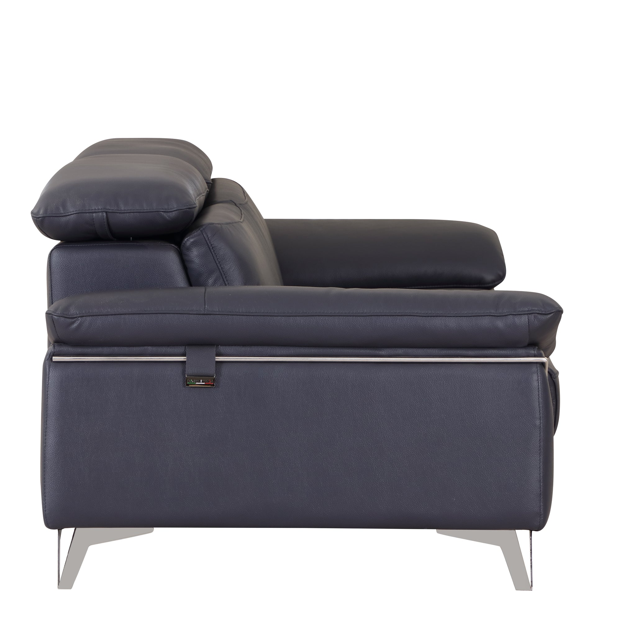 Top Grain Italian Leather Sofa Navy Foam Leather