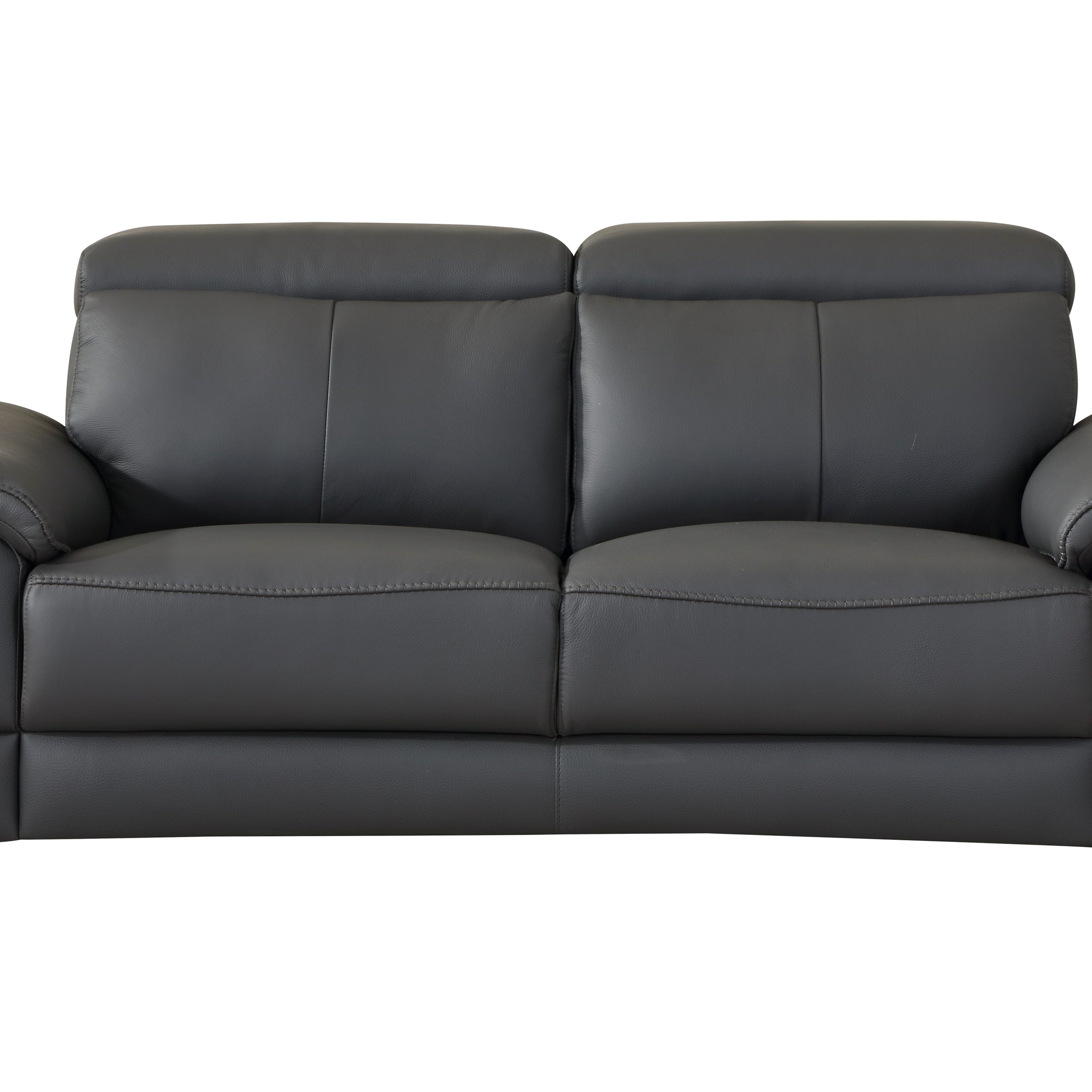 Top Grain Italian Leather Loveseat Dark Gray Foam Leather