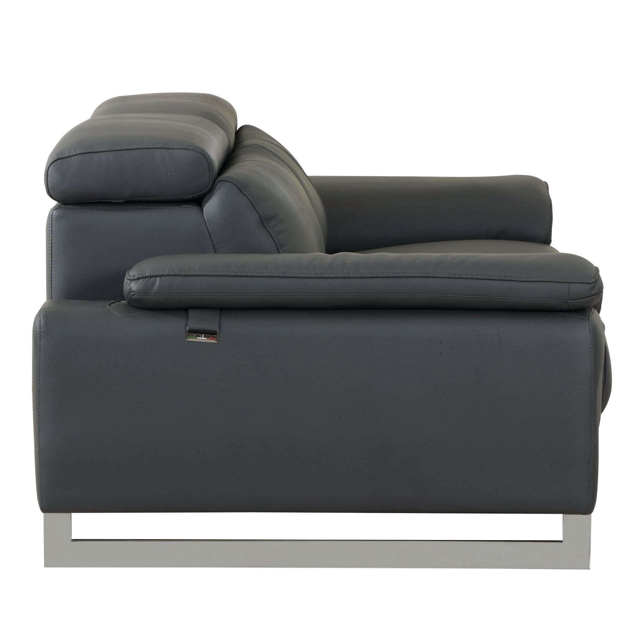 Top Grain Italian Leather Sofa Dark Gray Foam Leather