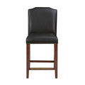 Blaire Stationary Brown Faux Leather Counter Stool With Nail Heads Dark Brown Foam Fabric