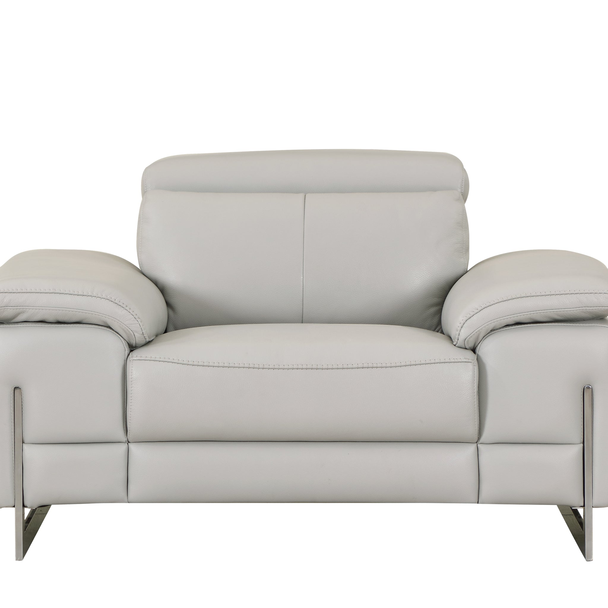 Top Grain Italian Leather Chair Light Gray Foam Leather