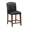 Blaire Stationary Brown Faux Leather Counter Stool With Nail Heads Dark Brown Foam Fabric