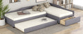 Upholstered Double Twin Size Daybed With Trundle And Drawer, Gray Twin Gray Plywood