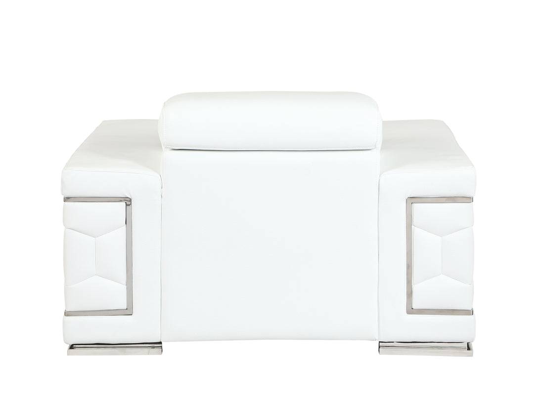 Top Grain Italian Leather Chair White Foam Leather