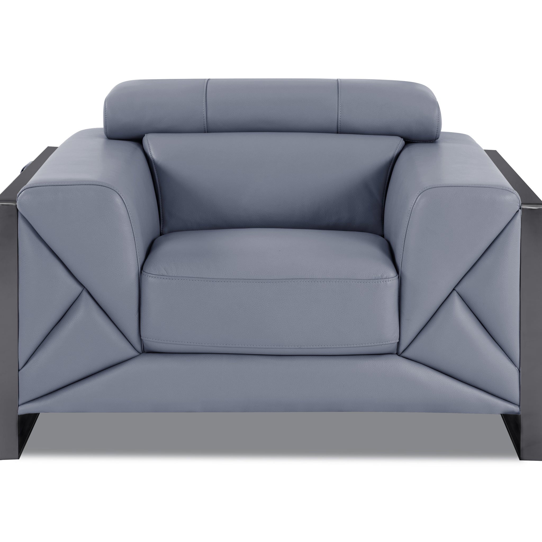 Top Grain Italian Leather Chair Light Blue Foam Leather