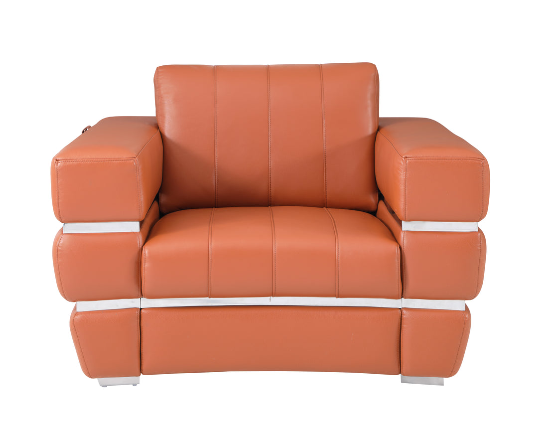 Top Grain Italian Leather Chair Camel Foam Leather