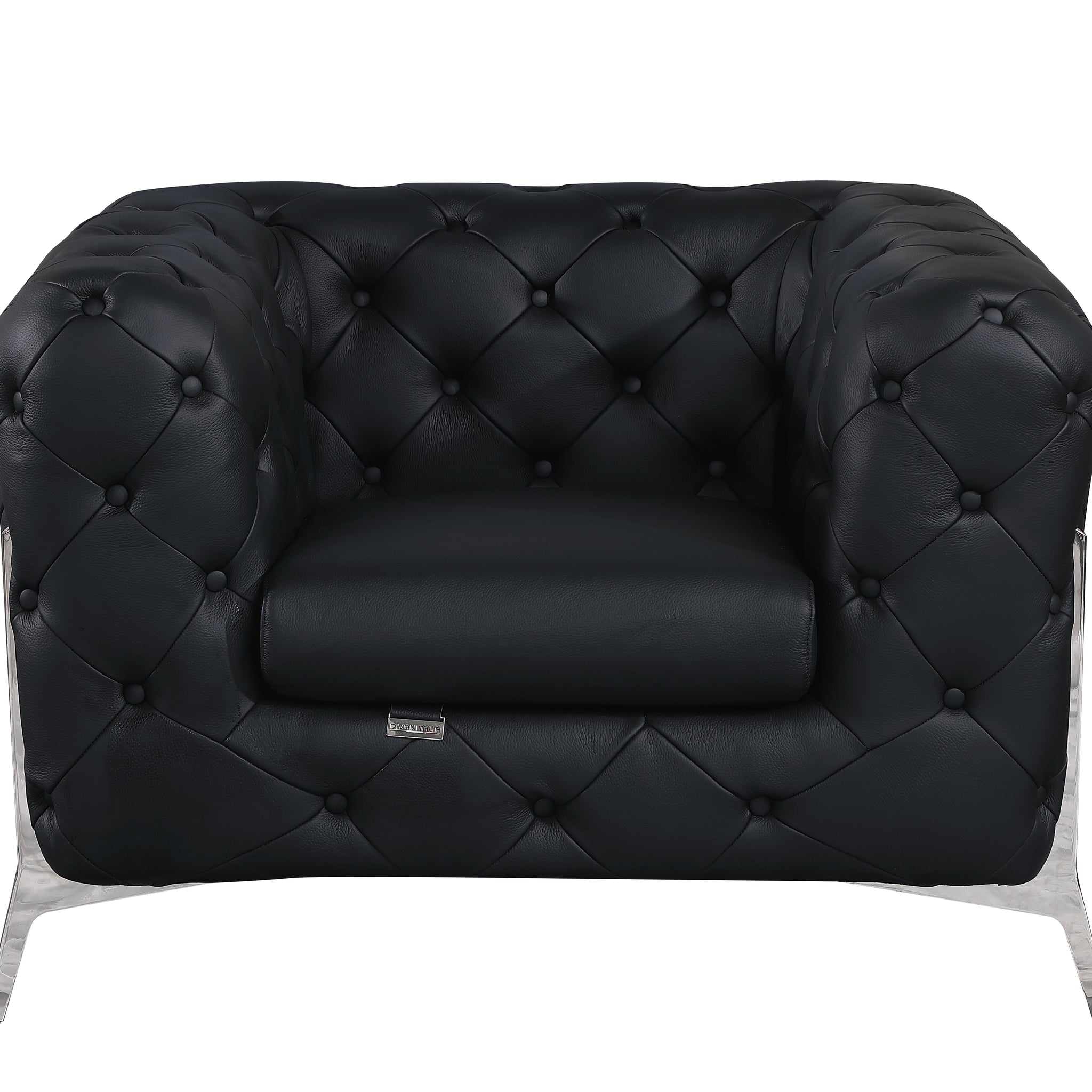 Top Grain 100% Italian Leather Chair Black Foam Leather